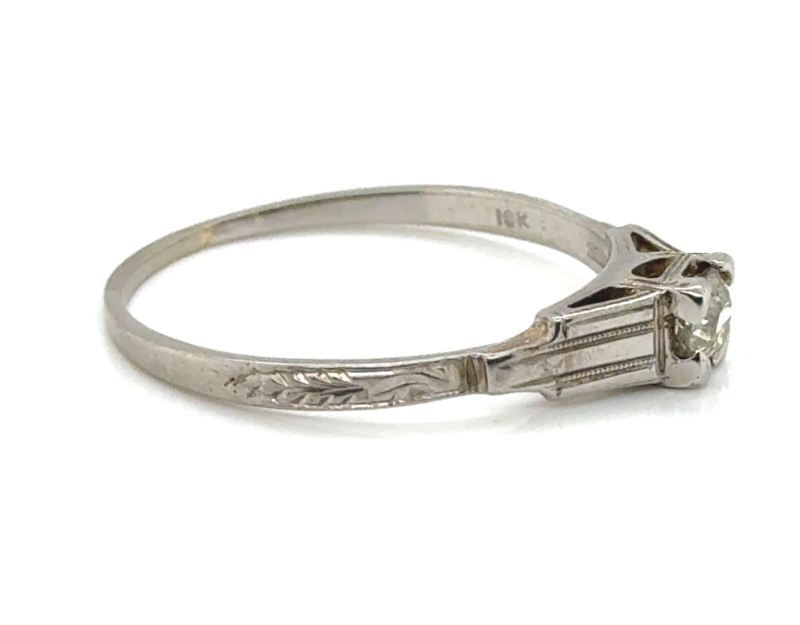 Art déco Bague de fiançailles Art Deco diamant .26ct Old European 18K Original 1930's Antique en vente