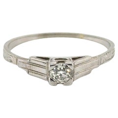Art Deco Diamond Engagement Ring .26ct Old European 18K Original 1930's Antique