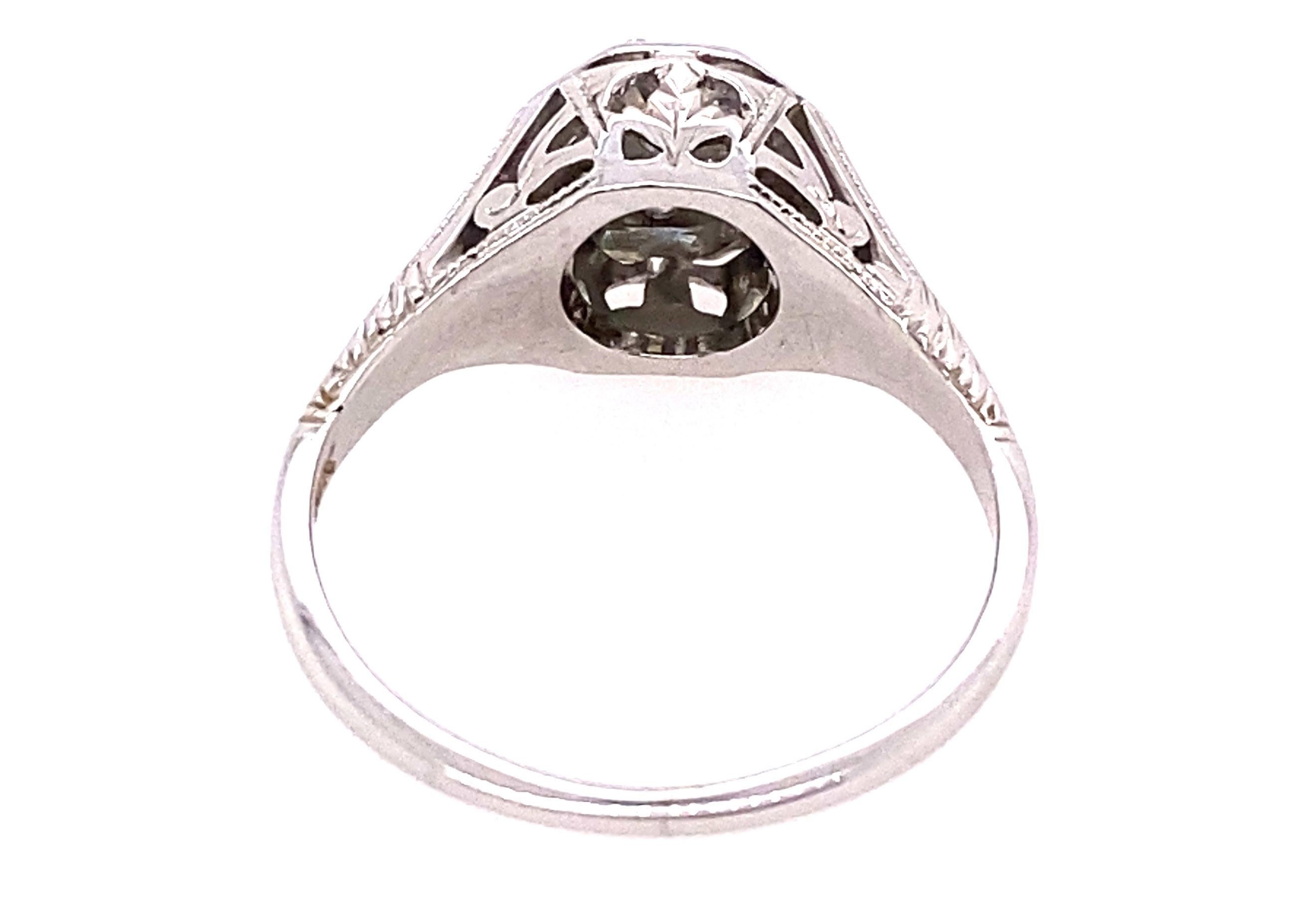 Art Deco Diamond Engagement Ring .28ct 18k White Gold Antique Original, 1920s In Excellent Condition For Sale In Dearborn, MI