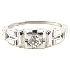 Art Deco Diamond Engagement Ring .28ct Original 1930s Antique Never Worn NOS 18K