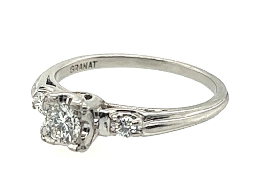 Round Cut Art Deco Diamond Engagement Ring .30ct Famous Granat Brothers 1930's Platinum
