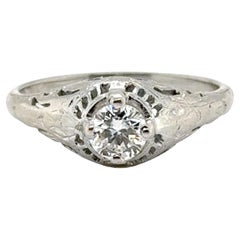 Art Deco Diamond Engagement Ring .35ct Orange Blossom 18K Original 1920-1930