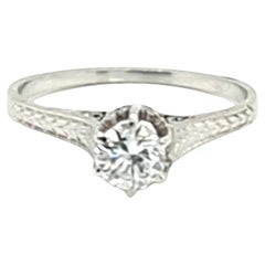 Art Deco Diamond Engagement Ring .36ct Mined RBC Original 1930's Antique Platinu