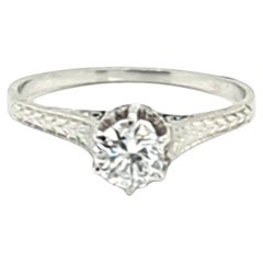 Art Decó Anillo de compromiso de diamantes .36ct RBC Mined Original 1930's Antique Platinu