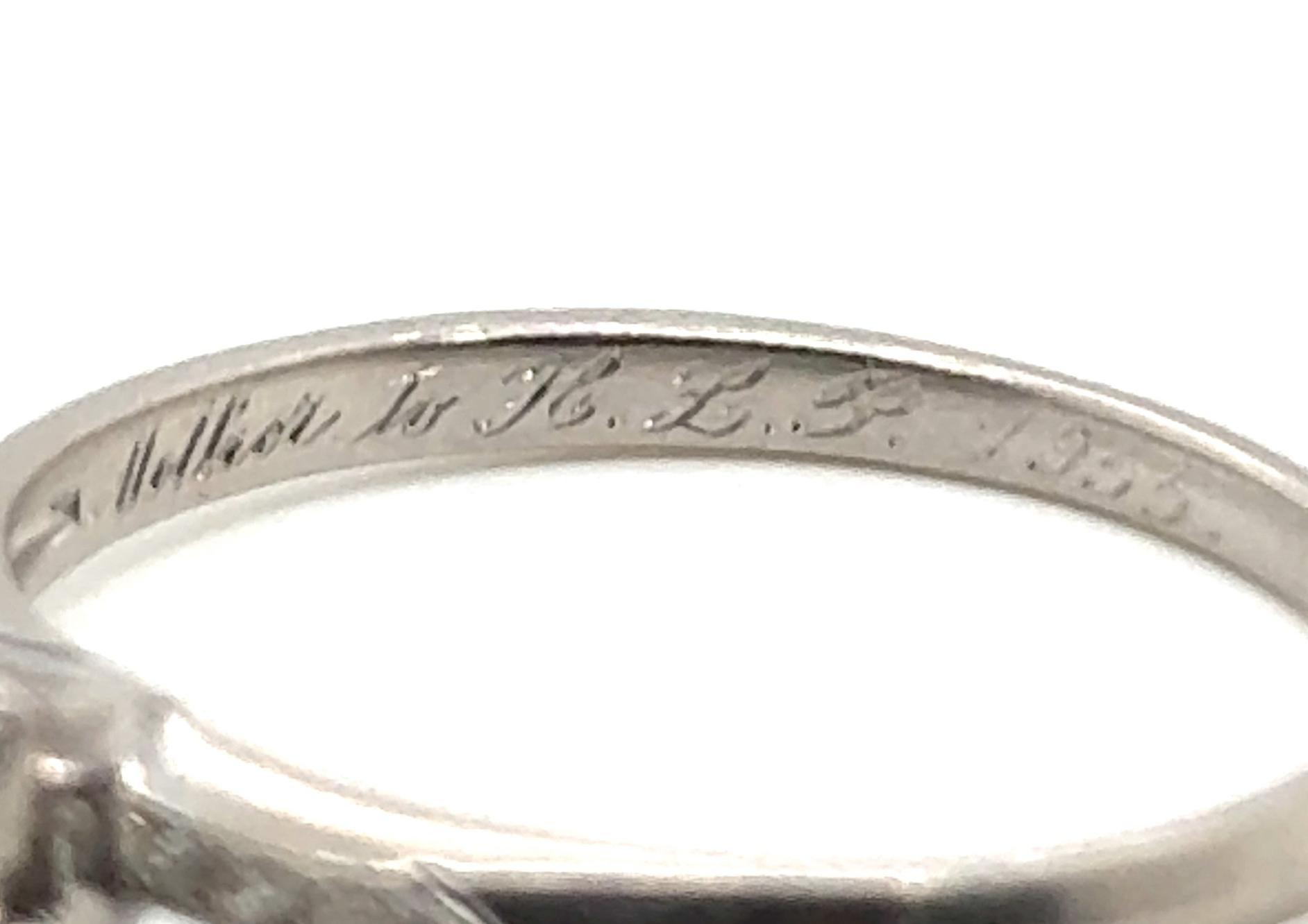 Art Deco Diamond Engagement Ring .44ct Old European Original 1935 Antique Platin In Excellent Condition For Sale In Dearborn, MI