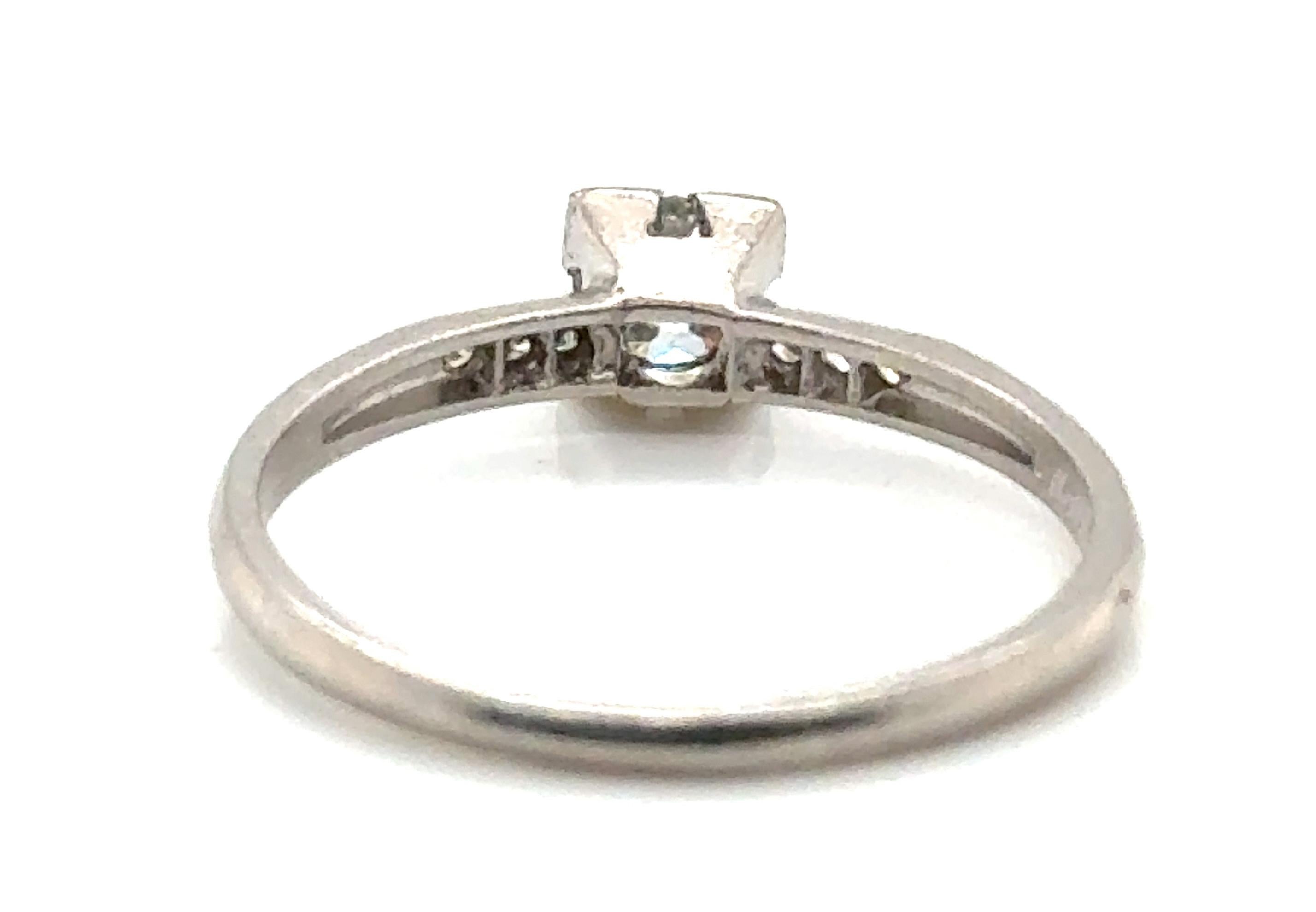Art Deco Diamond Engagement Ring .44ct Old European Original 1935 Antique Platin For Sale 2