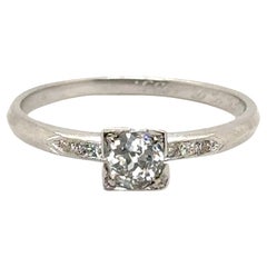 Art Deco Diamond Engagement Ring .44ct Old European Original 1935 Antique Platin