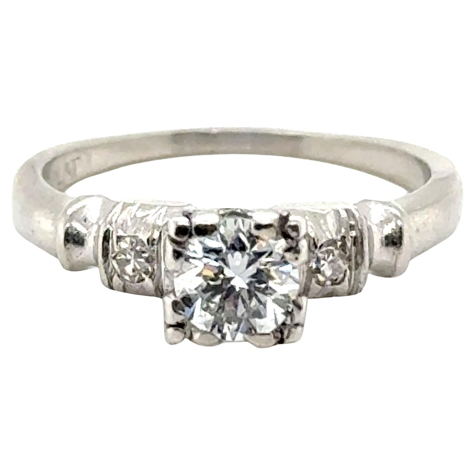 Art Deco Diamant-Verlobungsring .50ct Original 1930-1940 Antiker Platin