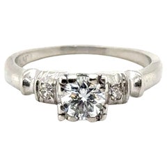 Art Deco Diamond Engagement Ring .50ct Original 1930-1940 Antique Platinum