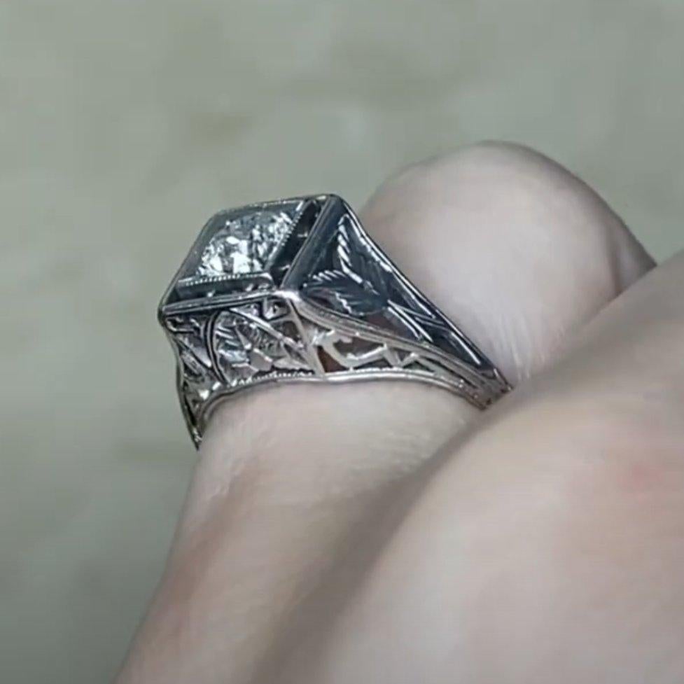 Women's Art Deco Diamond Engagement Ring (Approx 0.4-Carats) Old European Cut Diamond For Sale