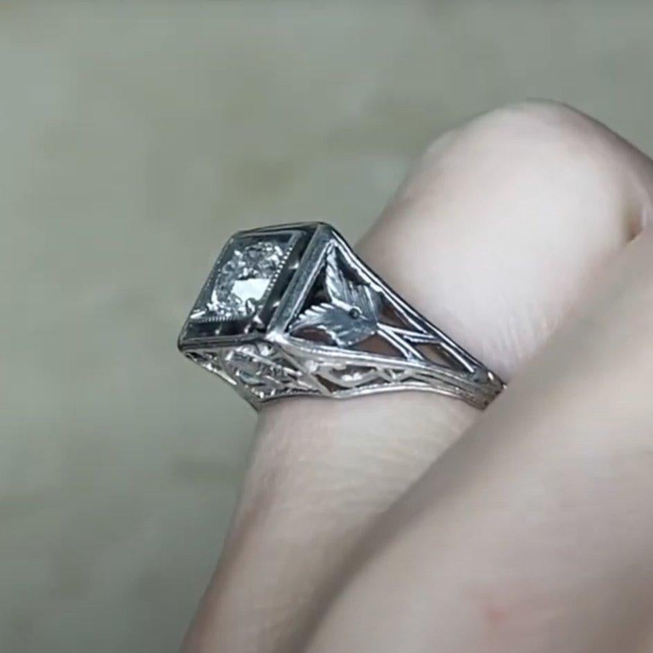 Anillo de compromiso de diamantes Art Decó (aprox. 0,4 quilates) Diamante antiguo de talla europea en venta 1