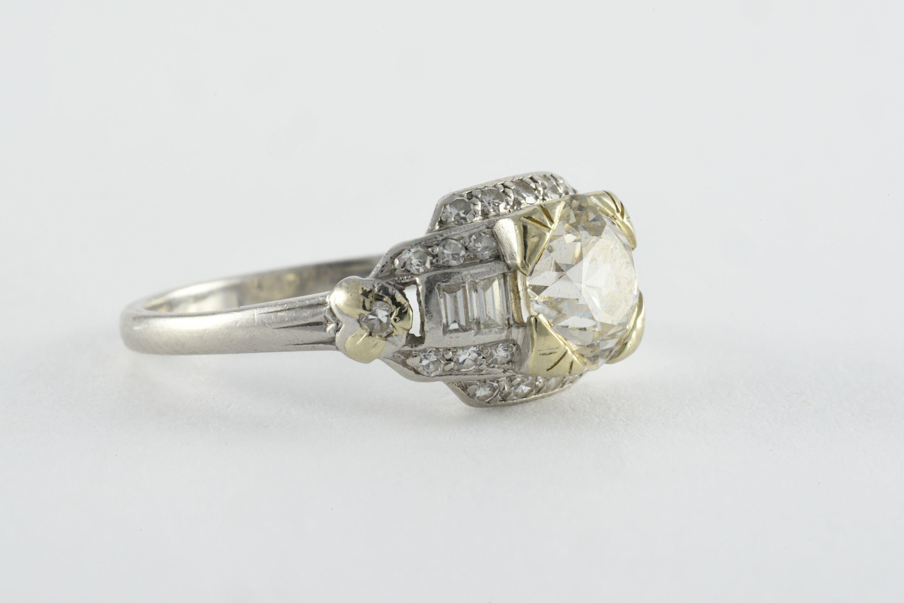 Old European Cut Art Deco Diamond Engagement Ring  For Sale