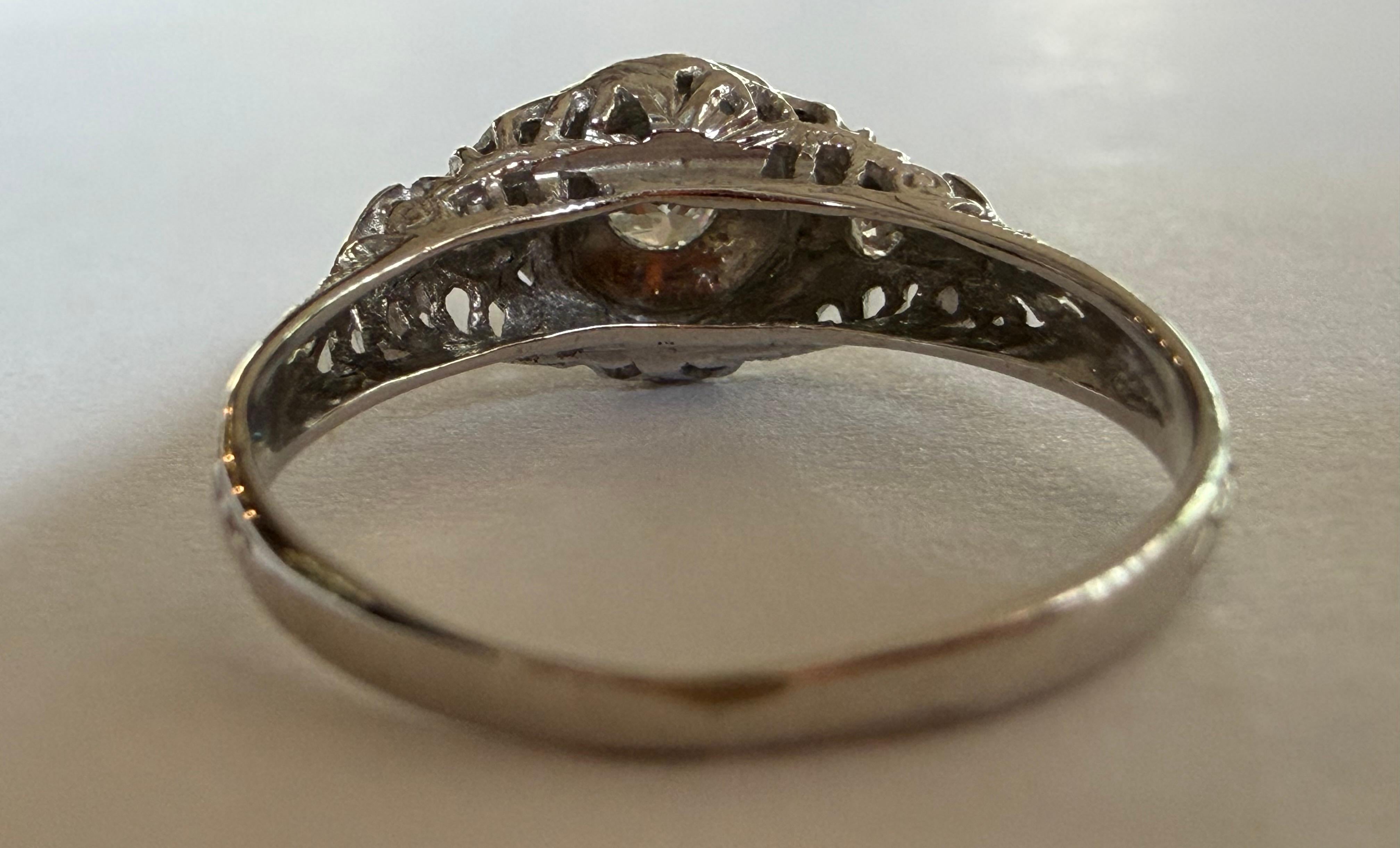 Bague de fiançailles Art déco en diamants Bon état - En vente à Denver, CO