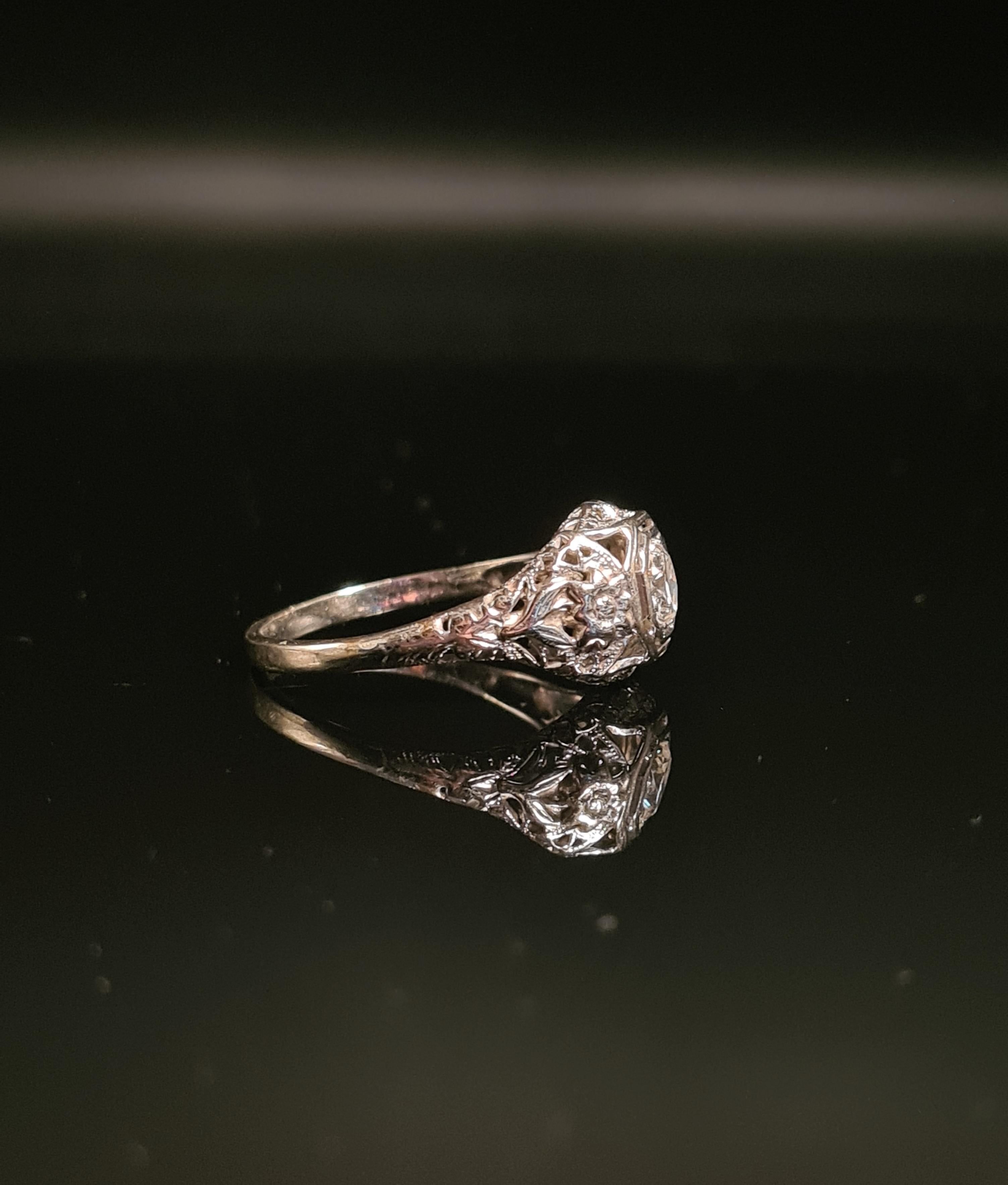 Prächtiger Art Deco Diamant-Verlobungsring im Zustand „Gut“ in Lewes, DE