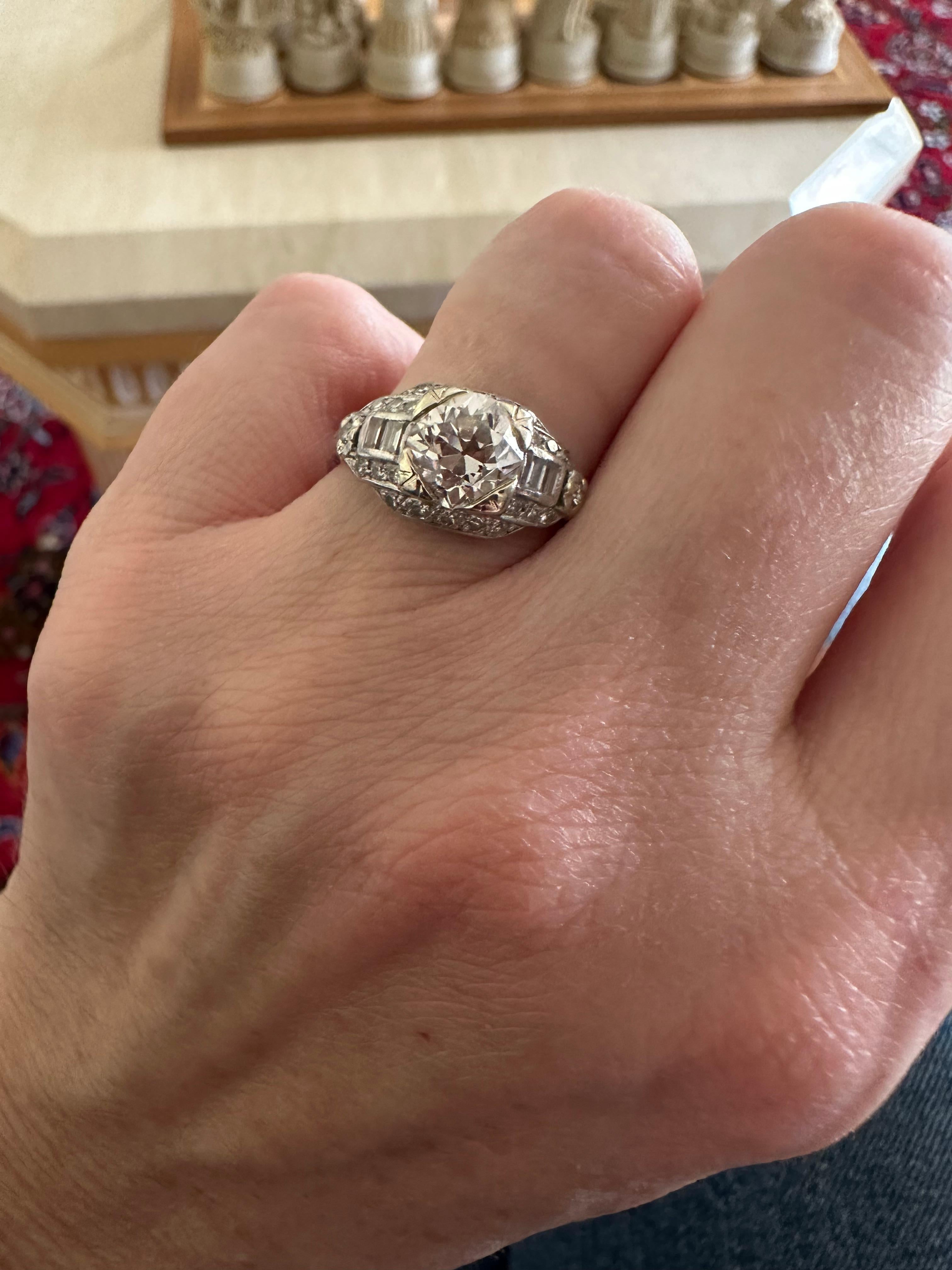 Art Deco Diamond Engagement Ring  For Sale 2