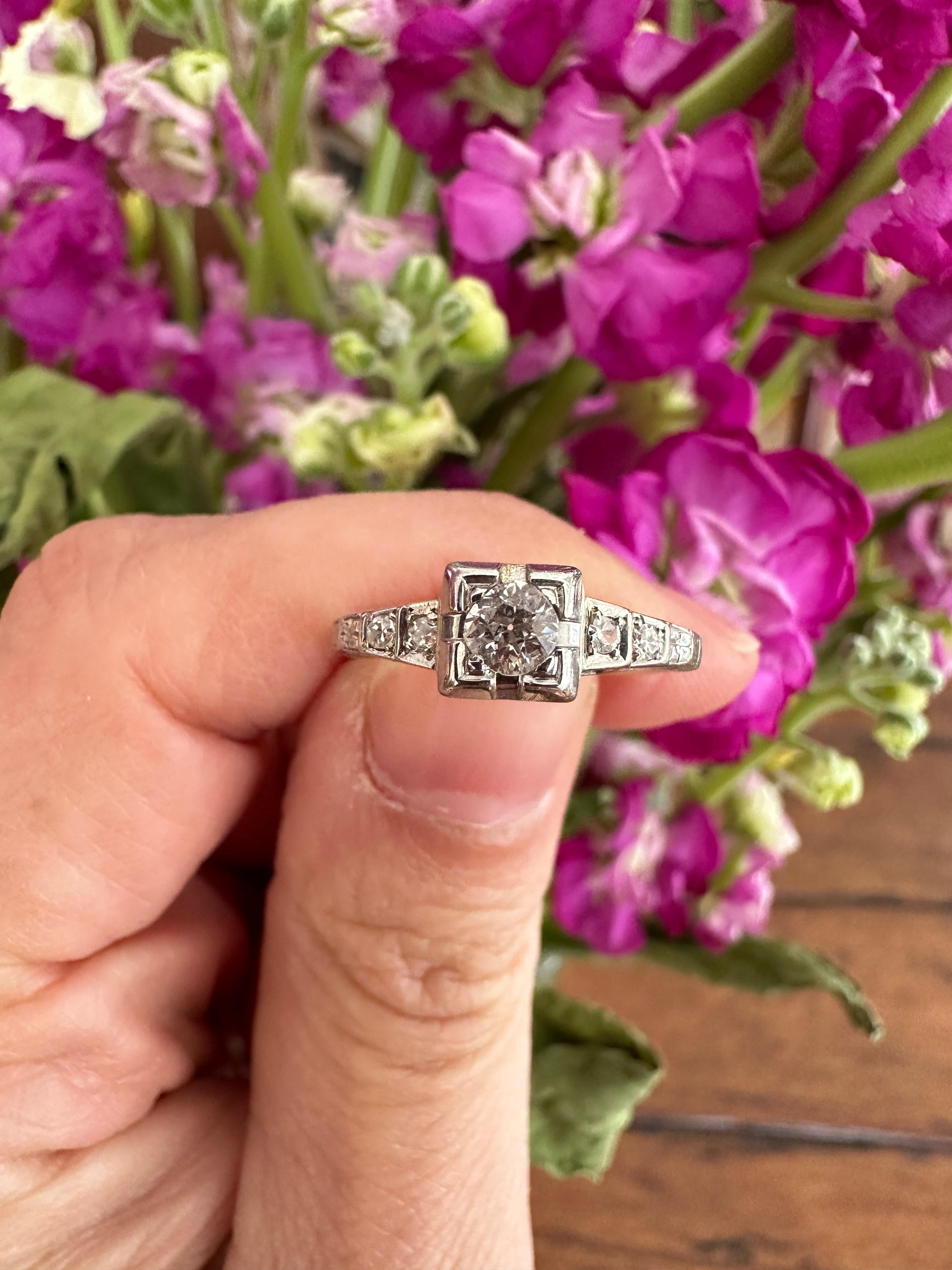 Art Deco Diamond Engagement Ring  For Sale 2