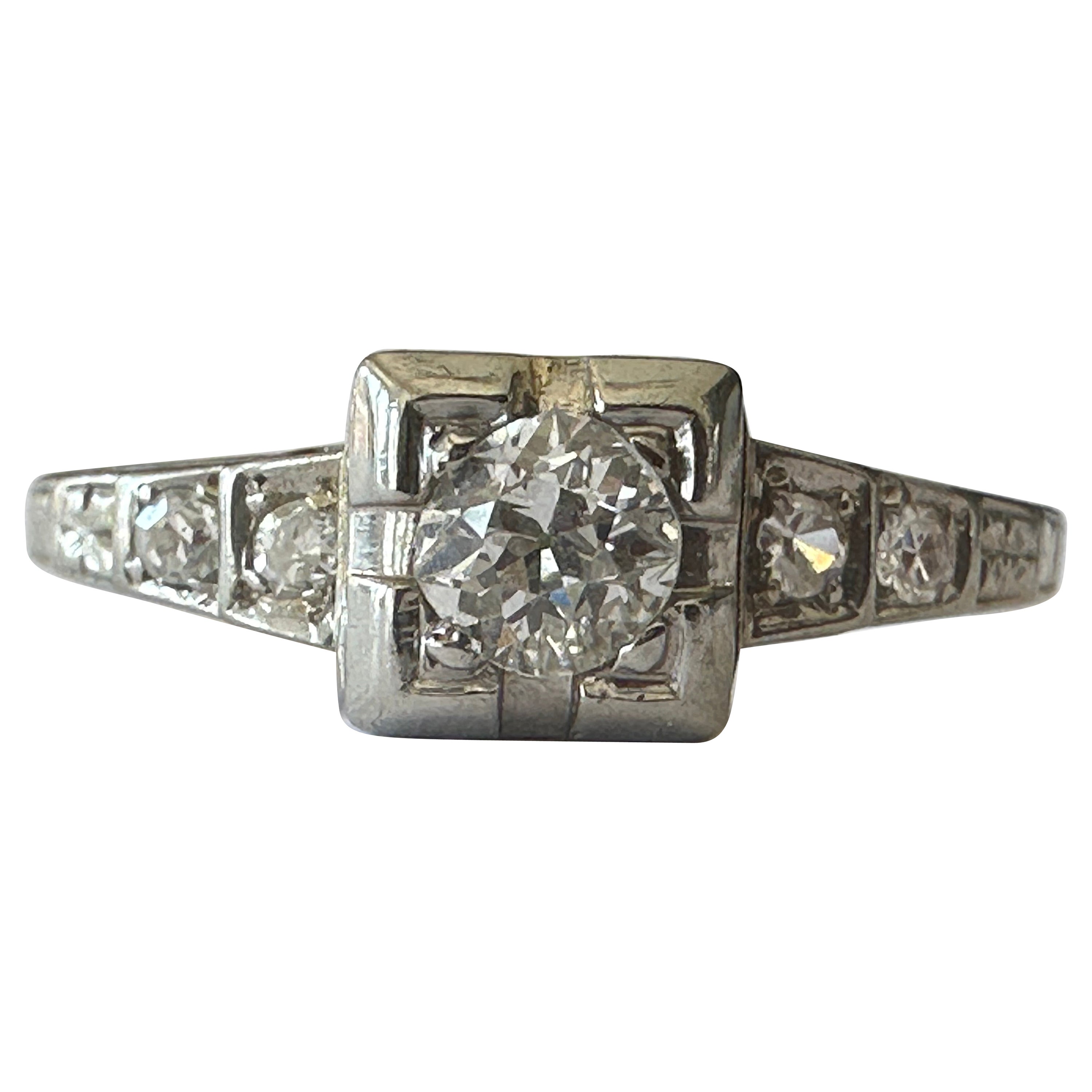 Bague de fiançailles Art déco en diamants