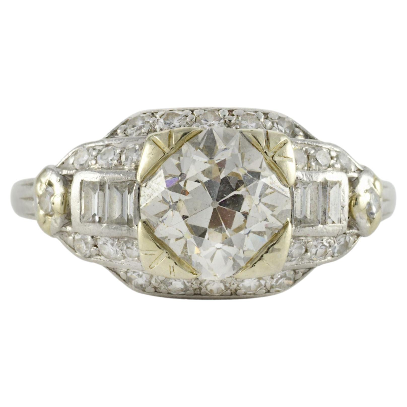 Art Deco Diamond Engagement Ring  For Sale