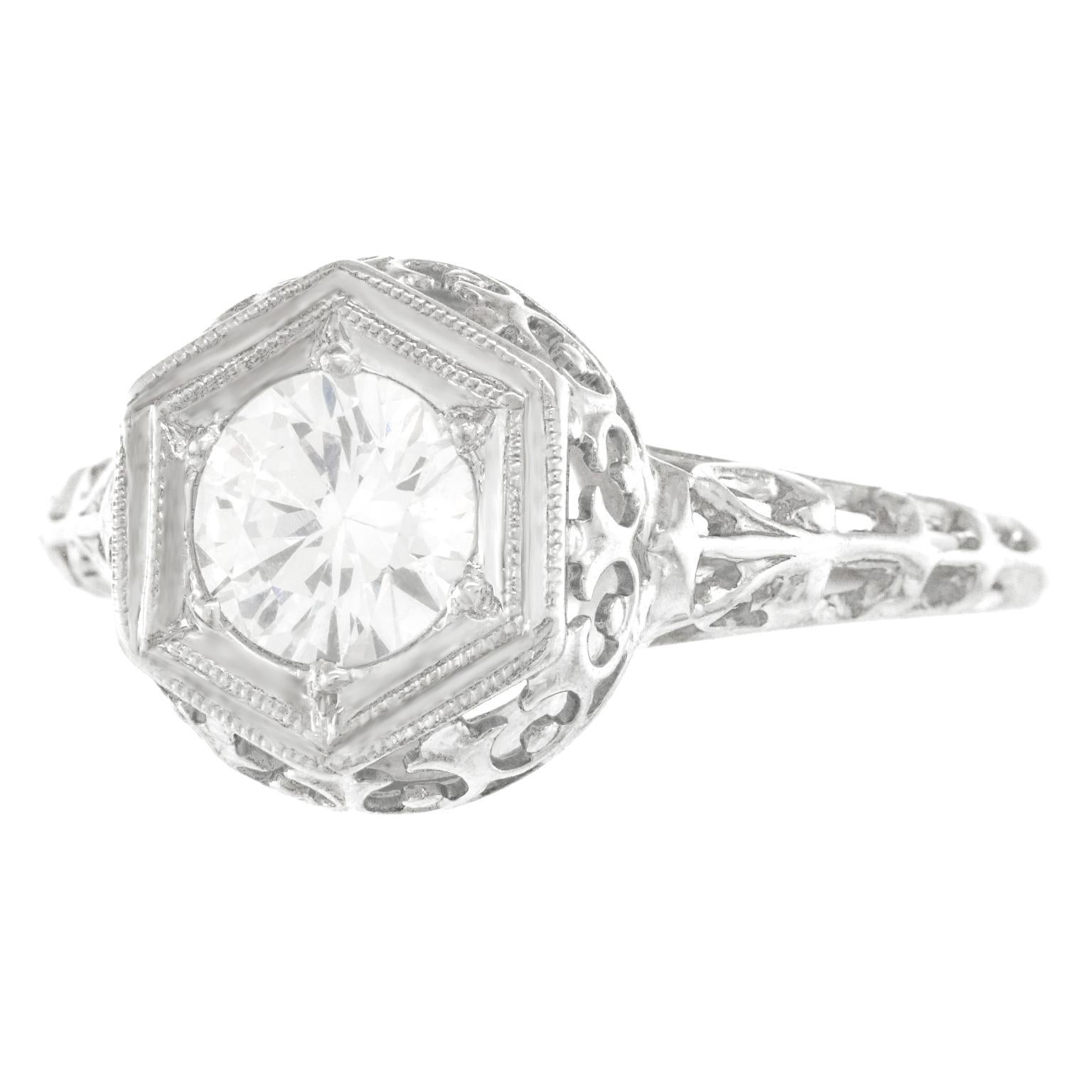 Art Deco Diamond Engagement Ring GIA 5