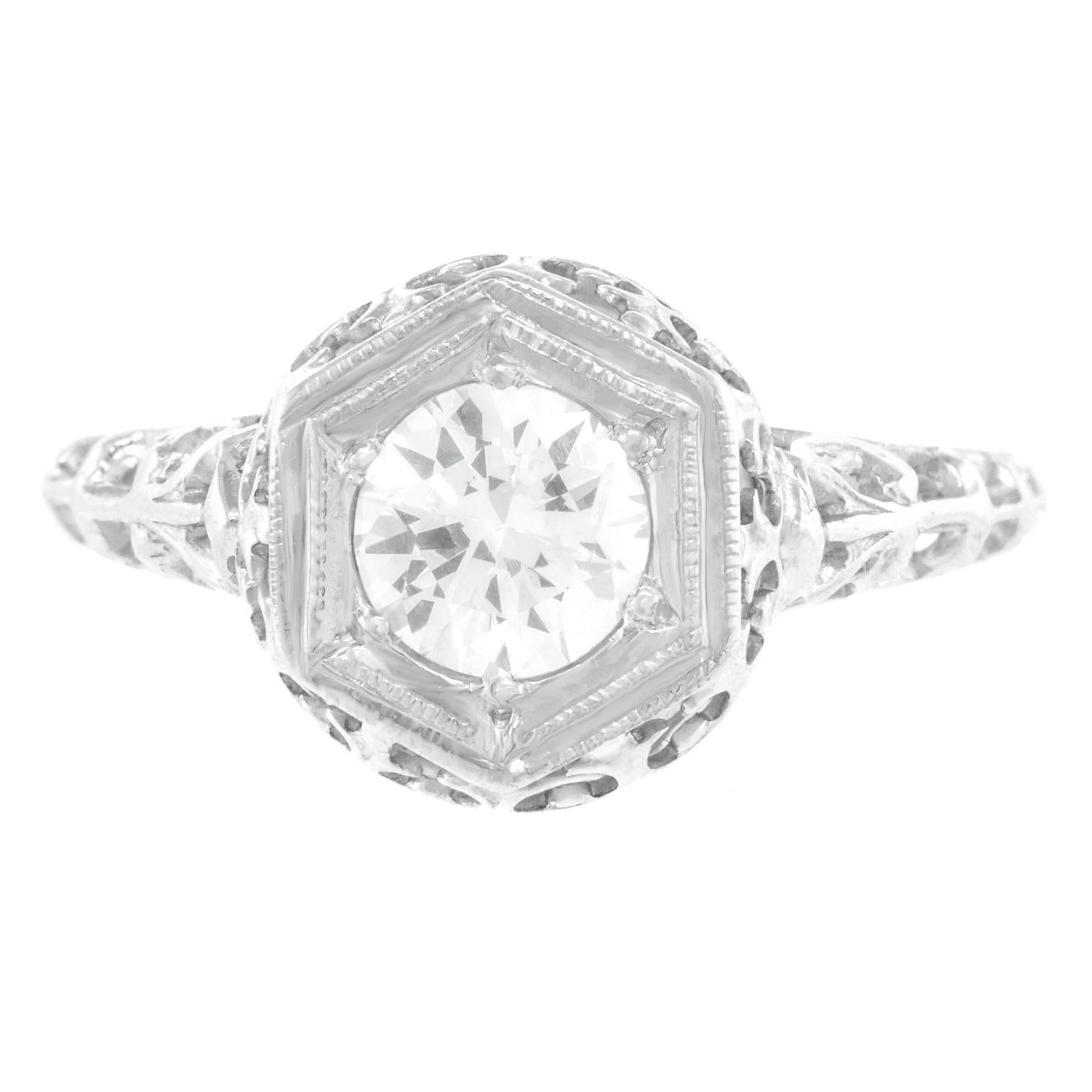Art Deco Diamond Engagement Ring GIA 6