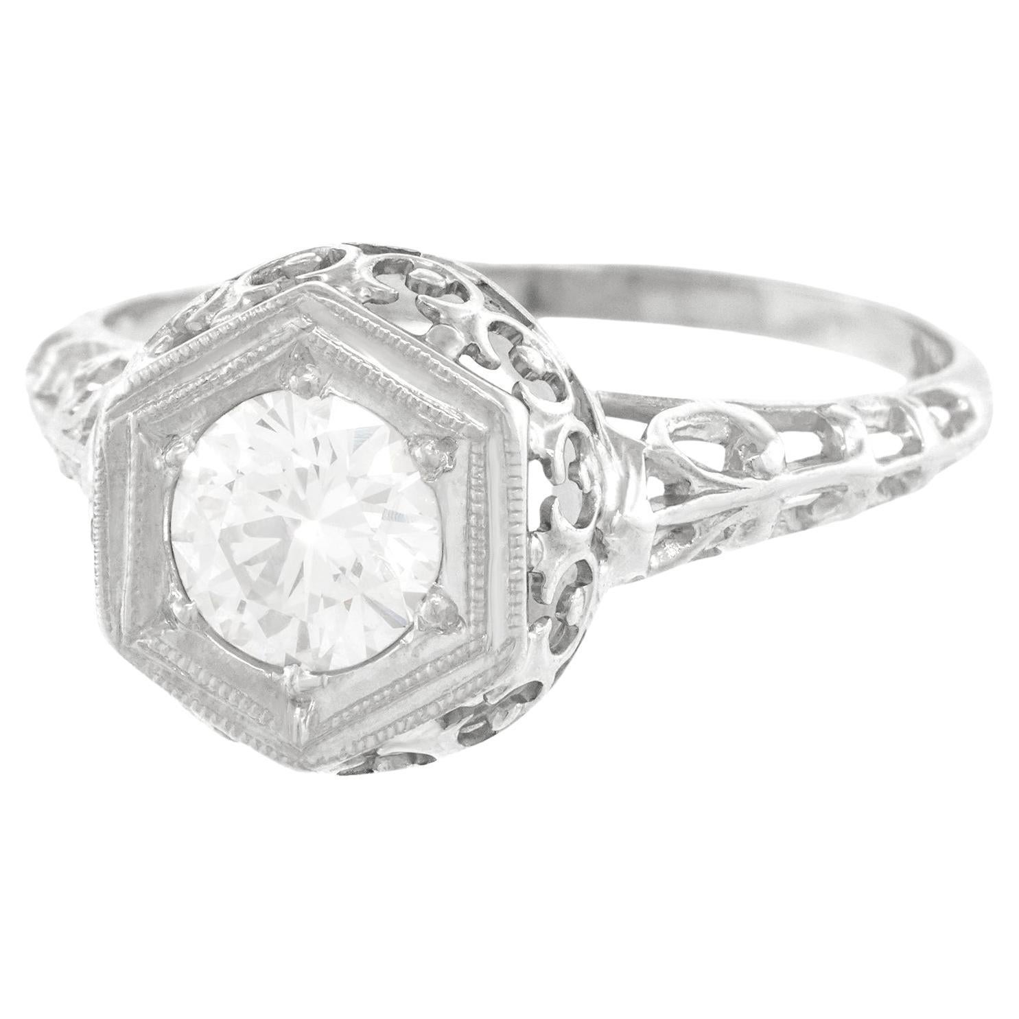 Art Deco Diamond Engagement Ring GIA