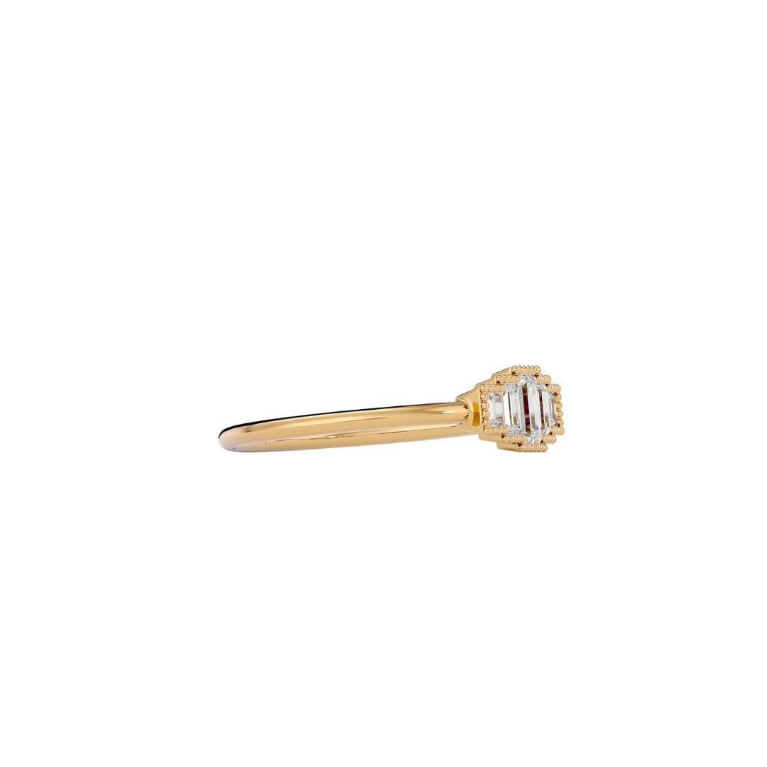 Baguette Cut Art Deco Diamond Engagement Ring in 18 Karat Gold For Sale