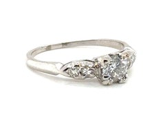 Art Deco Diamond Engagement Ring Mined 1/2 Carat Original 1947 Platinum .50ct