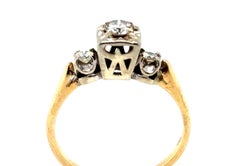 Art Deco Diamond Engagement Ring Mined 1/3ct Original 1940's 14K White & Yellow