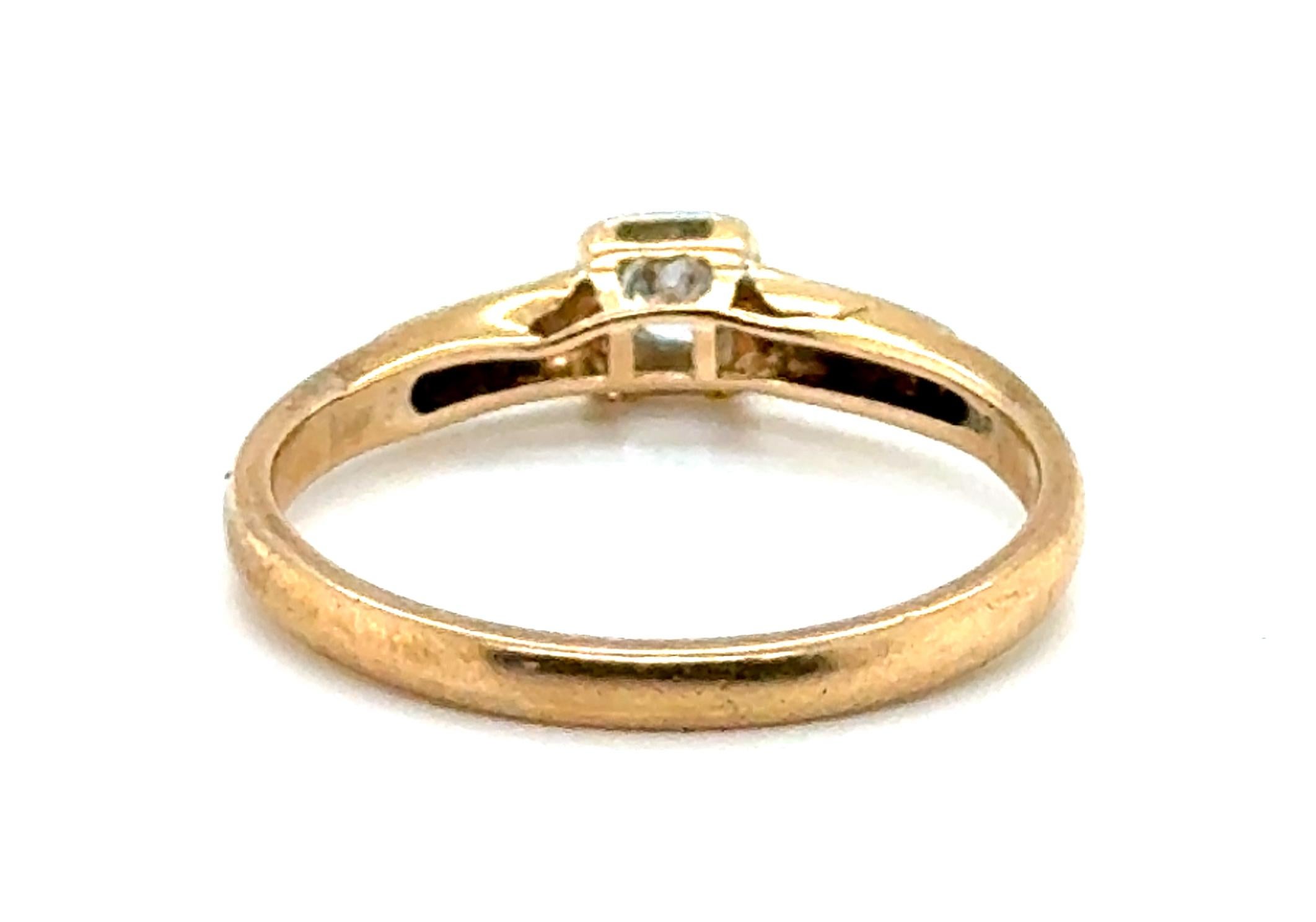 Art Deco Diamant Verlobungsring Mined .10ct Original 1920er-1930er Jahre 14K Gelb Go im Zustand „Hervorragend“ im Angebot in Dearborn, MI