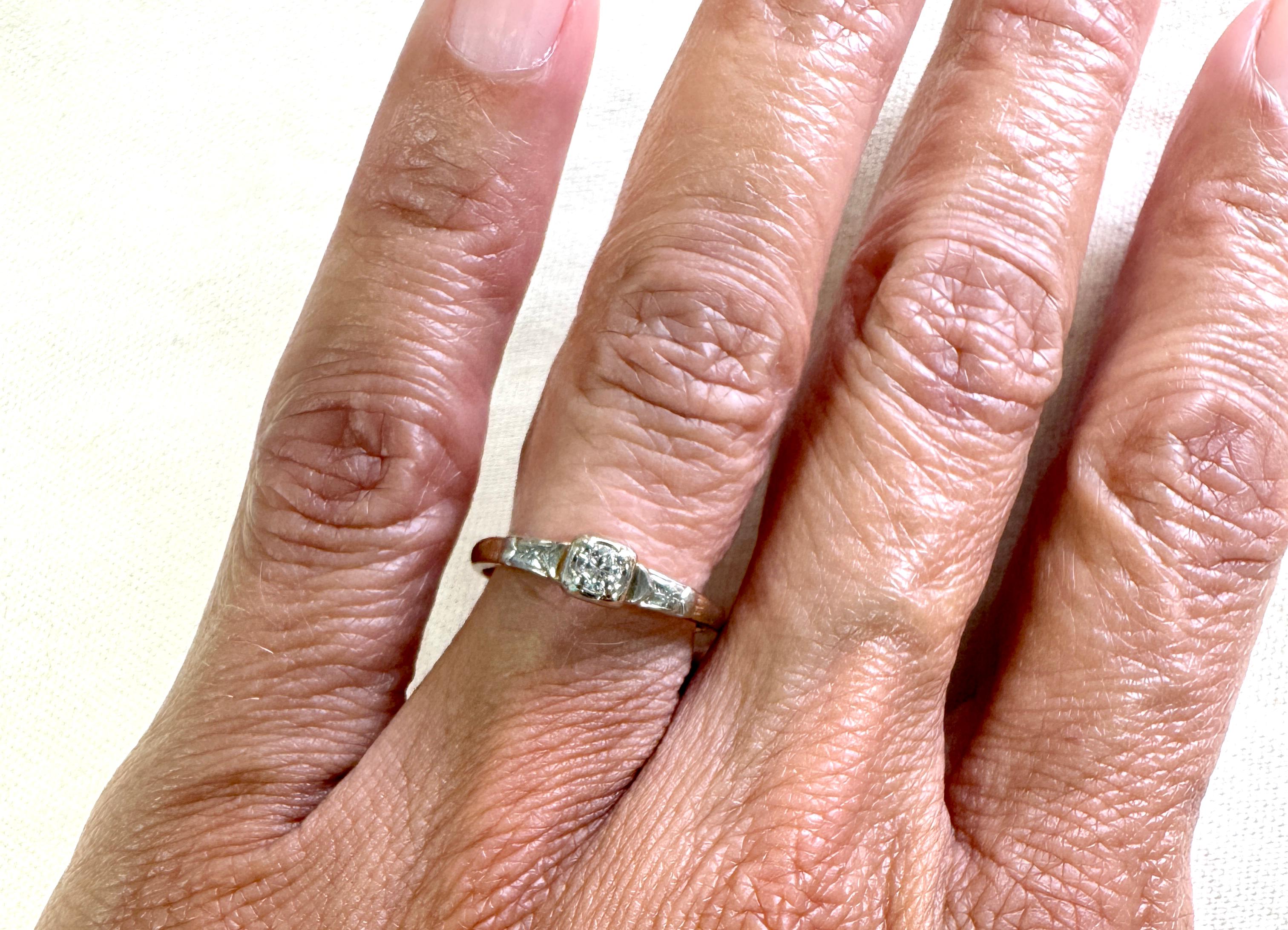 Art Deco Diamant Verlobungsring Mined .10ct Original 1920er-1930er Jahre 14K Gelb Go Damen im Angebot