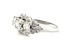 Art Deco Diamond Engagement Ring Mined 1.20ct Ostrow & Samit 1930's-1940's