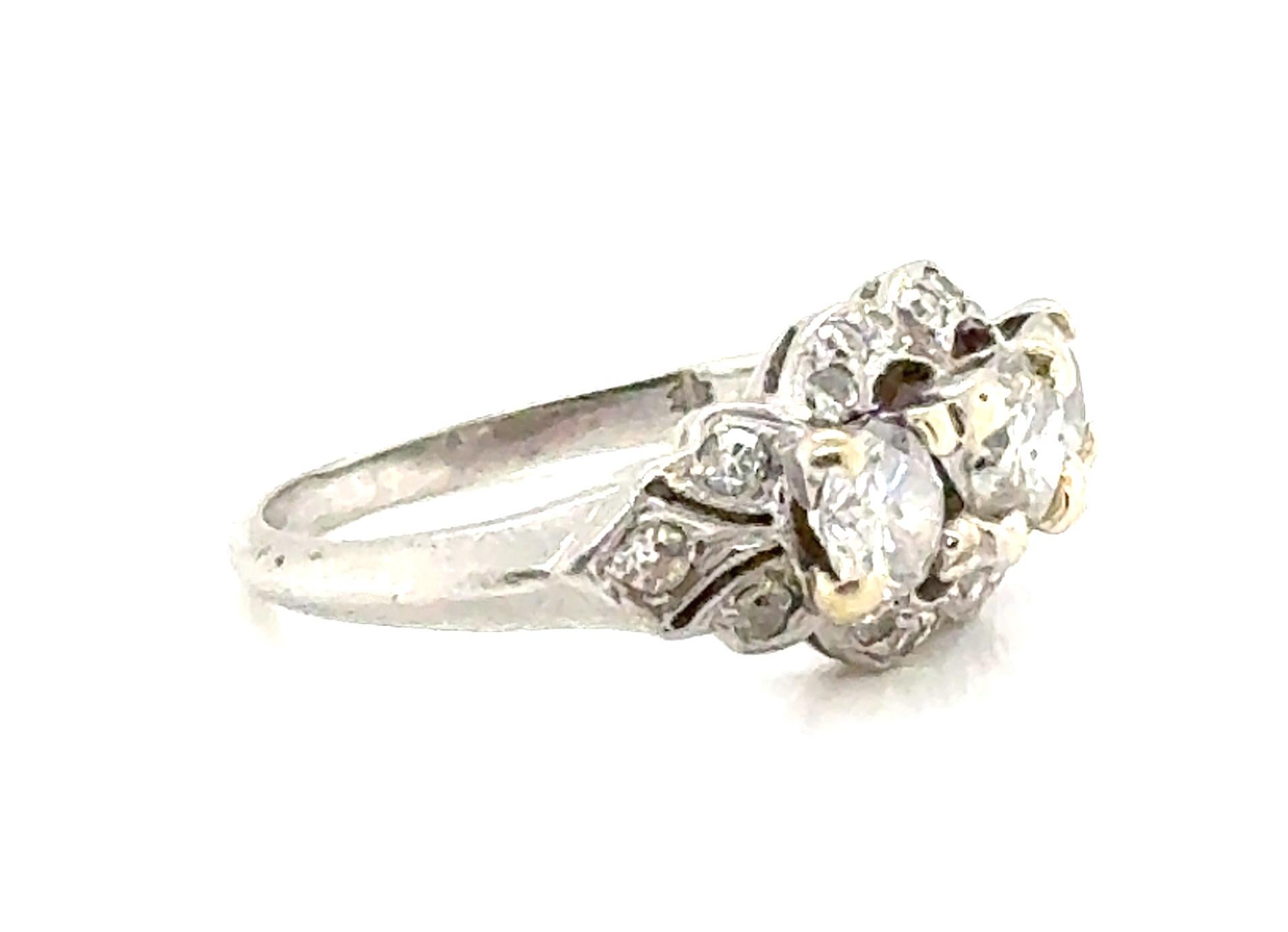 Art Deco Diamond Engagement Ring Mined 1.20ct Ostrow & Samit 1930's-1940's In Excellent Condition For Sale In Dearborn, MI