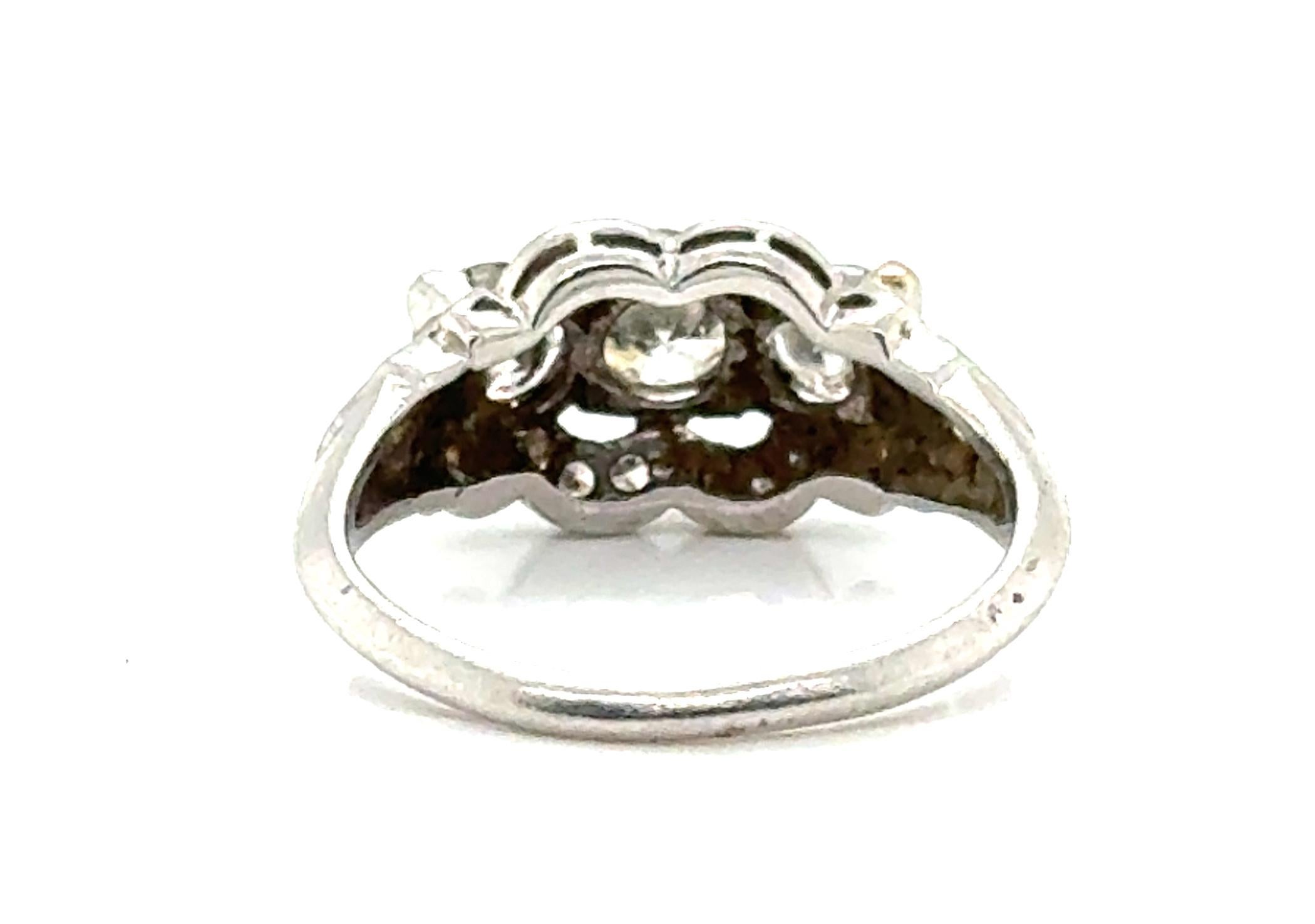 Art Deco Diamond Engagement Ring Mined 1.20ct Ostrow & Samit 1930's-1940's For Sale 1