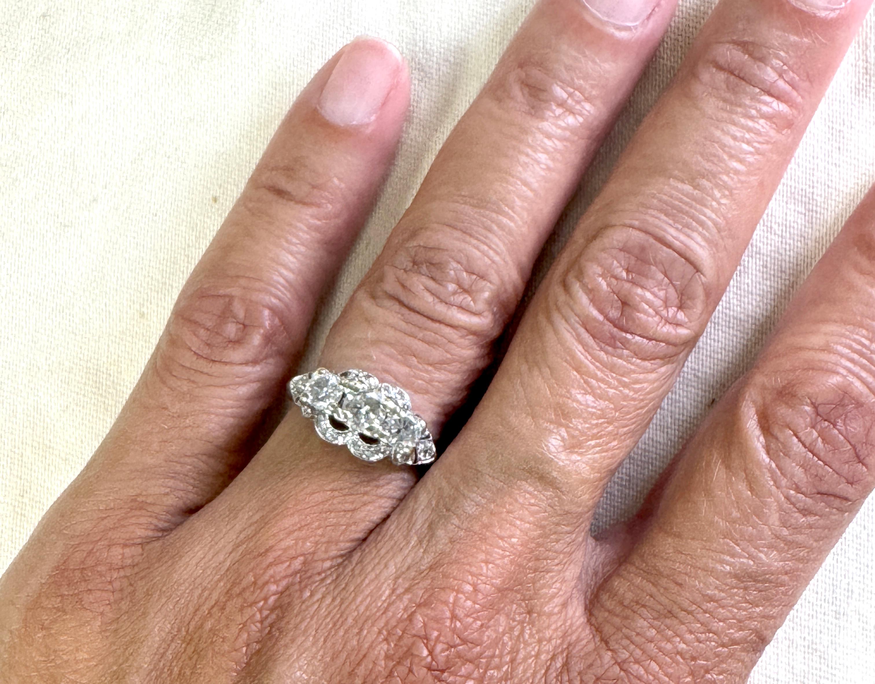 Art Deco Diamond Engagement Ring Mined 1.20ct Ostrow & Samit 1930's-1940's For Sale 2