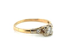 Art Deco Diamond Engagement Ring Mined .30ct 1930-1940 14K White & Yellow Gold