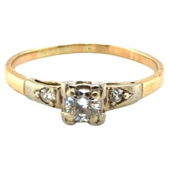 Art Deco Diamond Engagement Ring Mined .30ct 1930-1940 14K White 
Yellow Gold