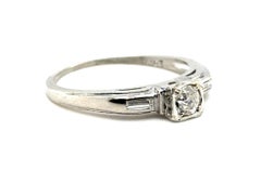 Art Deco Diamond Engagement Ring Mined .30ct Old Mine Cushion 1930's Platinum