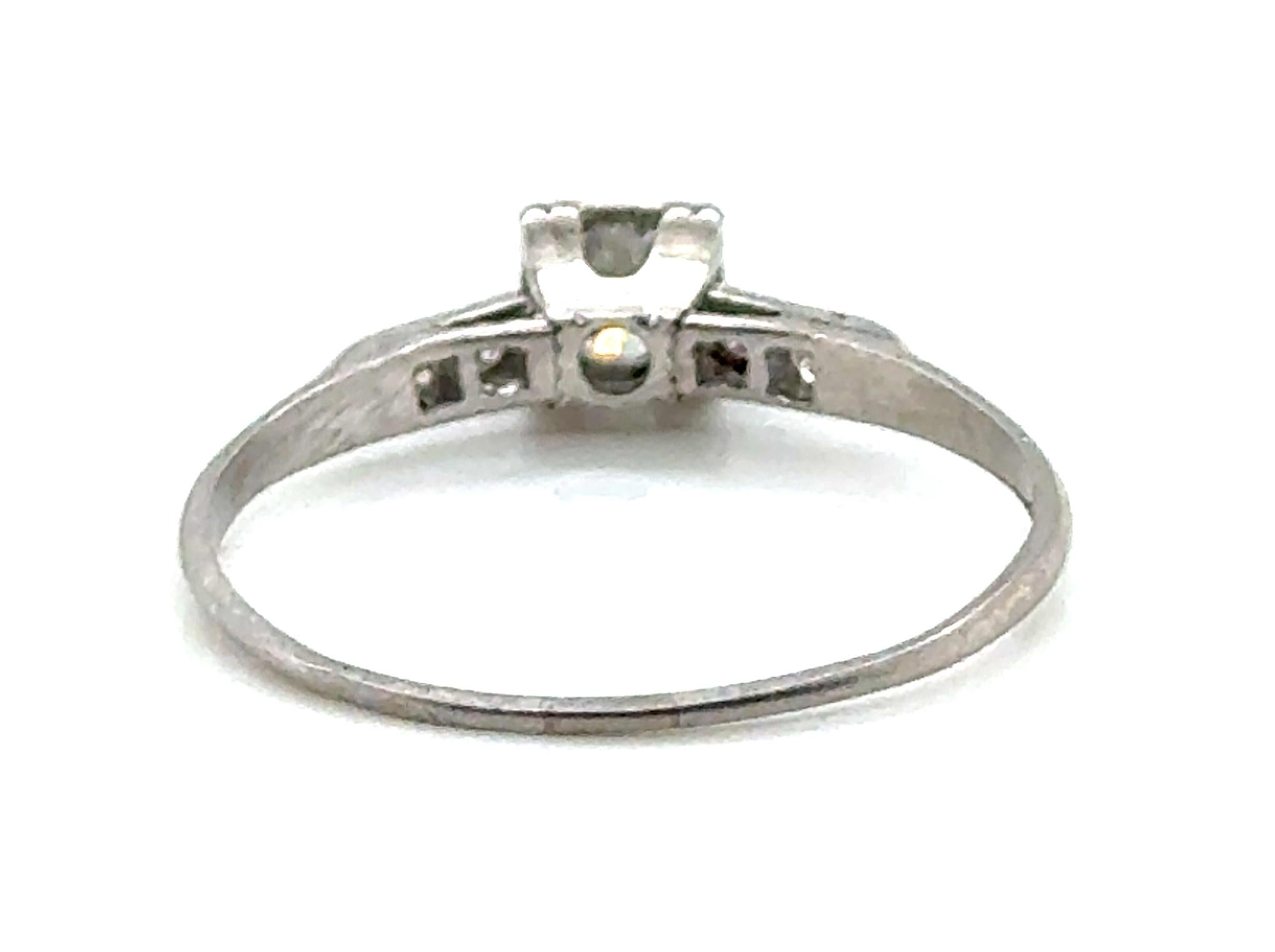 Women's Art Deco Diamond Engagement Ring Mined .34ct Old European Platinum Original 1920 For Sale