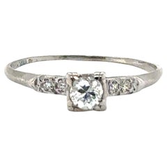 Art Deco Diamond Engagement Ring Mined .34ct Old European Platinum Original 1920