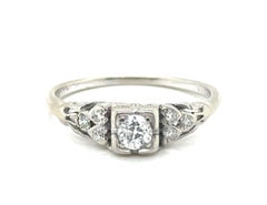 Anello di fidanzamento Art Deco con diamante estratto, 0,37 carati, originale europeo degli anni '20, 18 carati