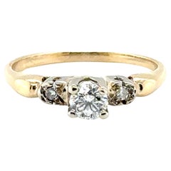 Bague de fiançailles Art Déco diamant miné .42ct Original 1930s-1940's 14K Yellow Go