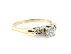 Art Deco Diamond Engagement Ring Mined .42ct Original 1930-1940 14K Yellow Gold