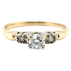 Anello di fidanzamento con diamante Art Deco coniato da 0,42 carati, originale degli anni '30-'40, giallo 14 carati.