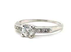 Anello di fidanzamento con diamante Art Deco coniato da 0,52 carati originale degli anni '30-'40 in platino