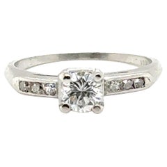Anello di fidanzamento con diamante Art Deco coniato da 0,52 carati originale degli anni '30-'40 in platino