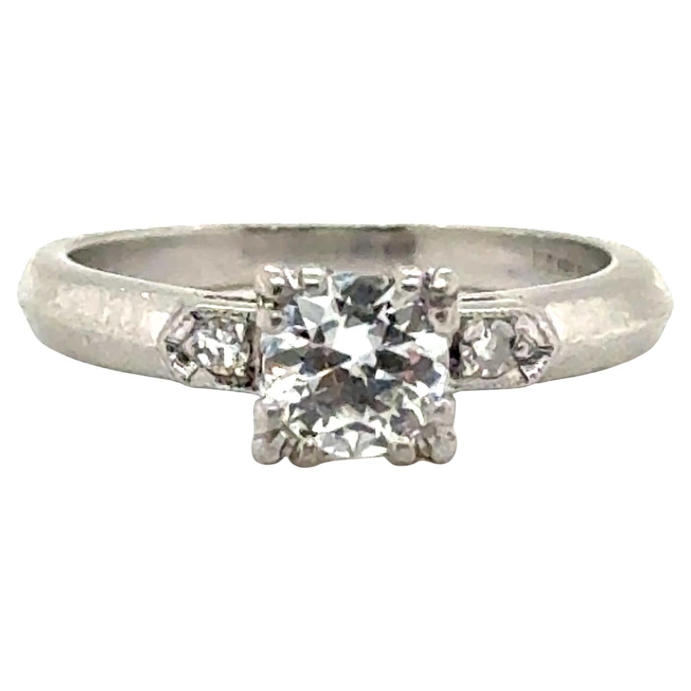 Art Deco Diamond Engagement Ring Mined .56 Carat Original 1930's Platinum For Sale