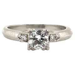 Bague de fiançailles Art Déco diamant miné .56 Carat Original 1930's Platinum