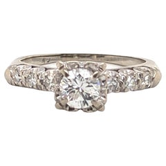 Art Deco Diamond Engagement Ring Mined .62ct Original 1930's-1940's 14K White Go