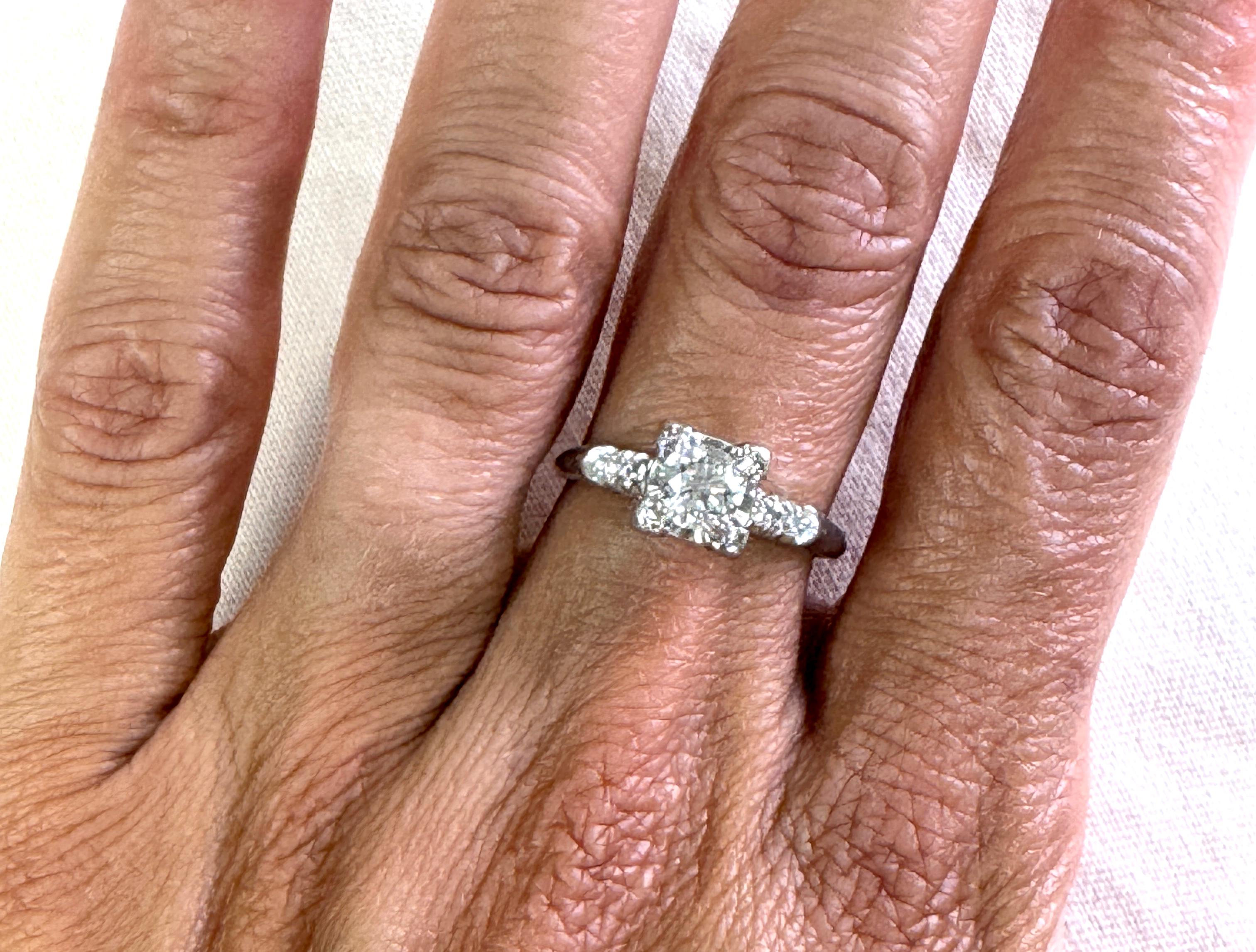 De las mujeres Anillo de compromiso de diamantes Art Déco minado 0,80 ct Transicional Original de los años 1940-1950 en venta