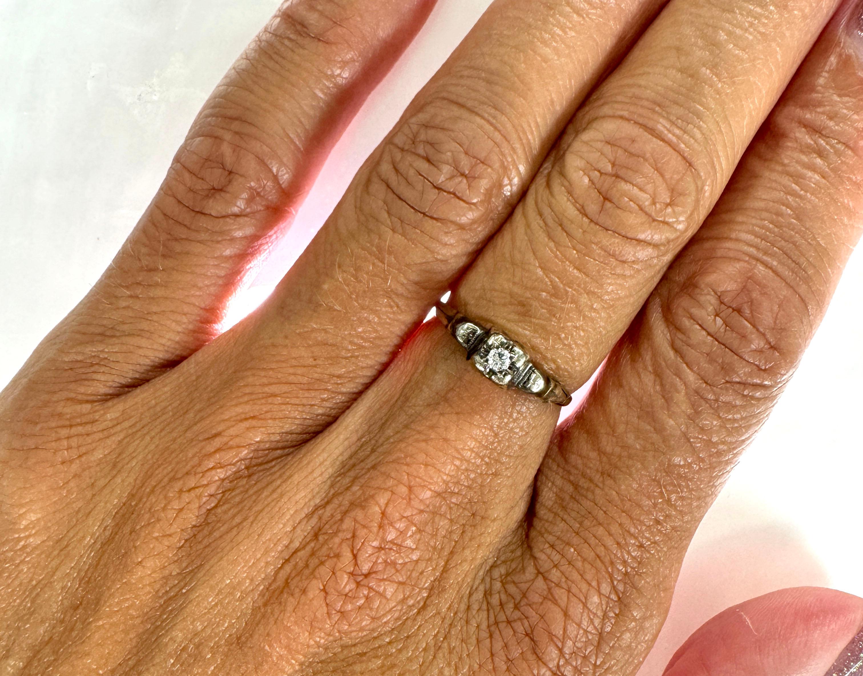 Art Deco Diamant-Verlobungsring Mined Transitional Original 1920er Jahre Antike 14K 1